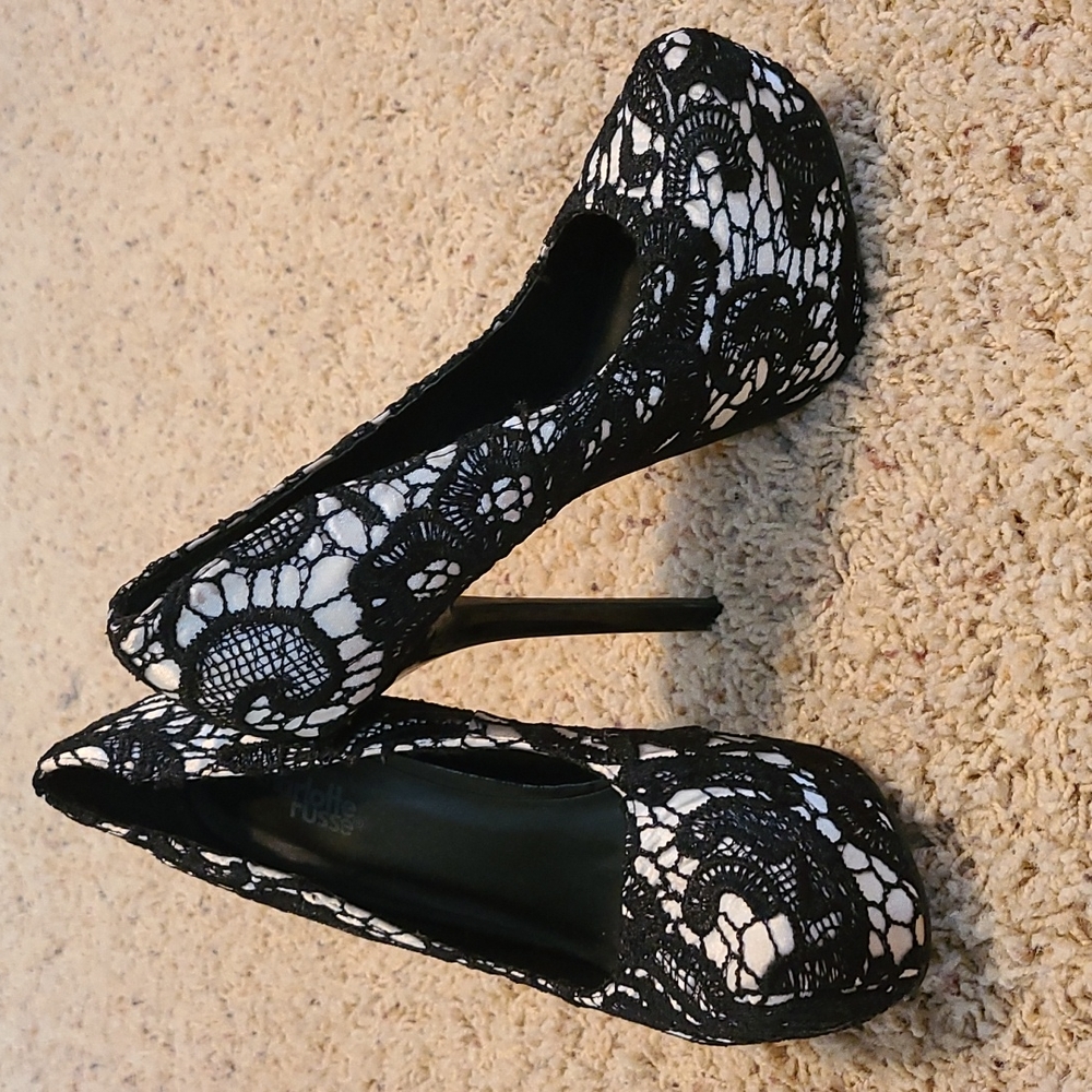 Black and White Lace Heels